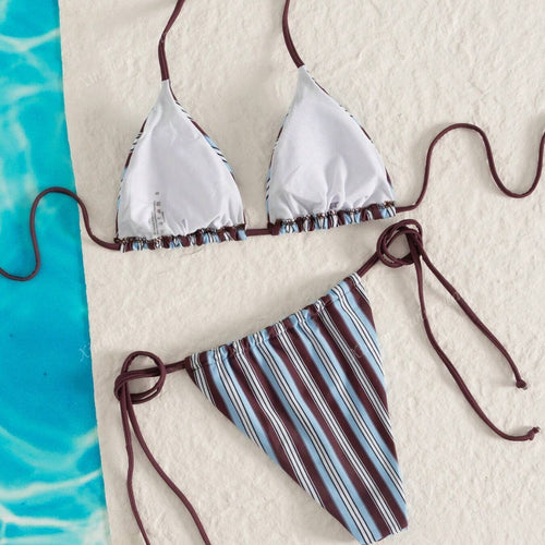 Sky Striped Bikini Set